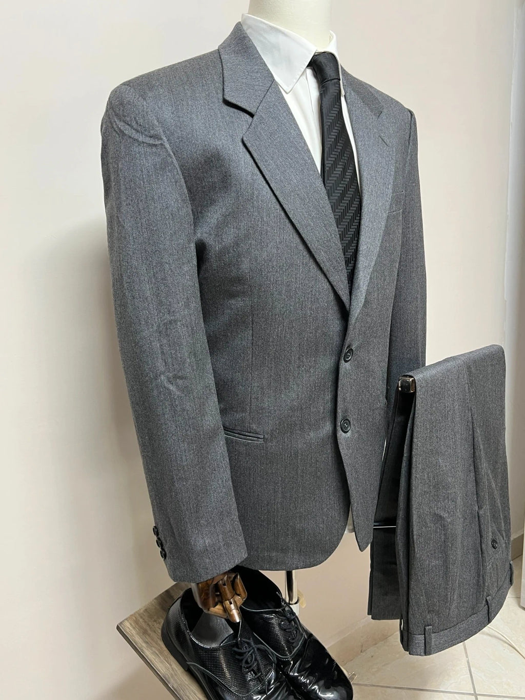 Abito Uomo Eton Blues 100% Lana Vergine Grigio Taglia 52 (MA43)