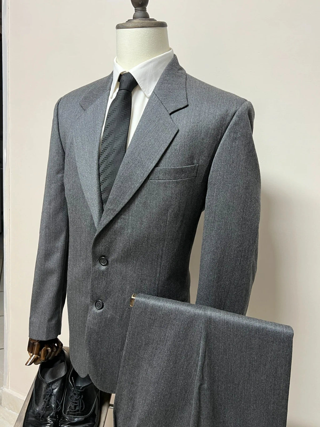 Abito Uomo Eton Blues 100% Lana Vergine Grigio Taglia 52 (MA43)