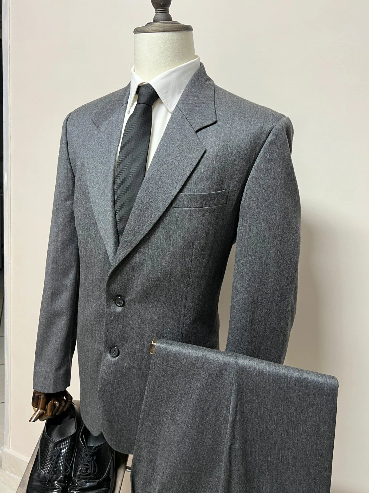 Abito Uomo Eton Blues 100% Lana Vergine Grigio Taglia 52 (MA43)