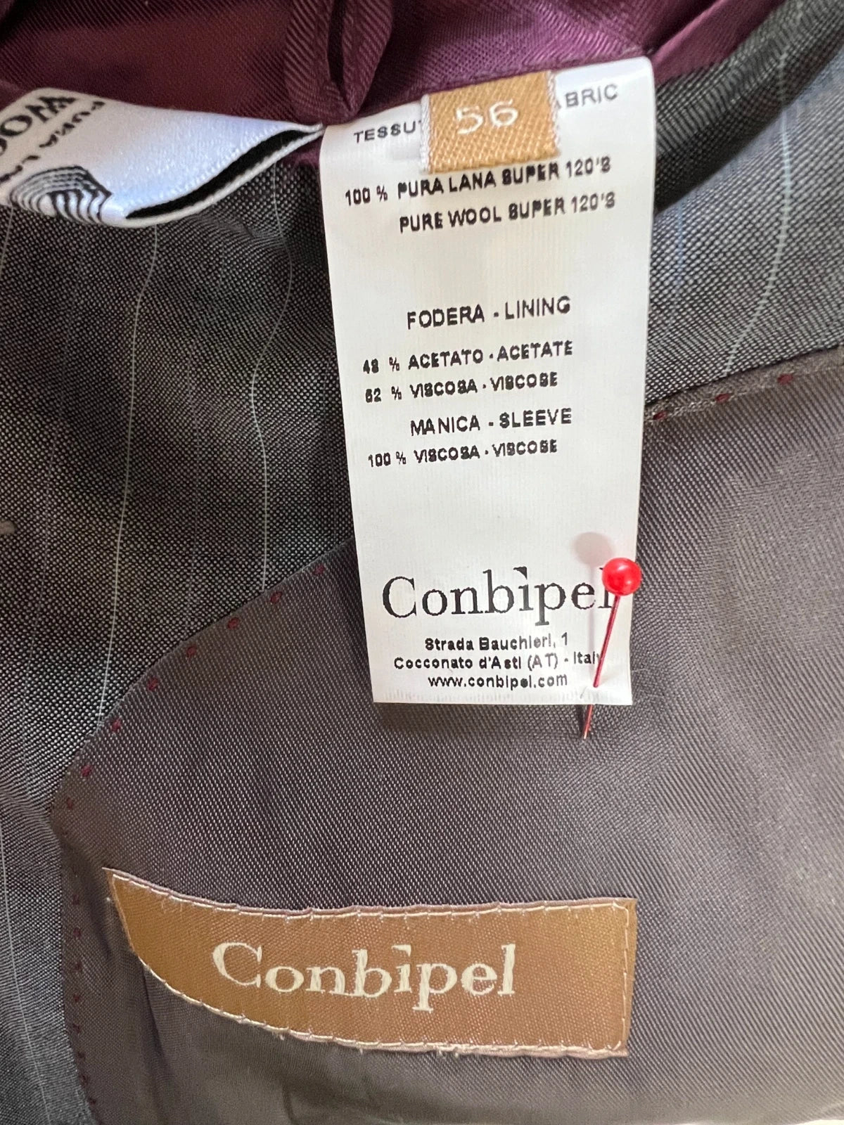 Abito Uomo Conbipel Vaticana Marlane Super 120's Grigio Gessato Taglia 56 (MA45)