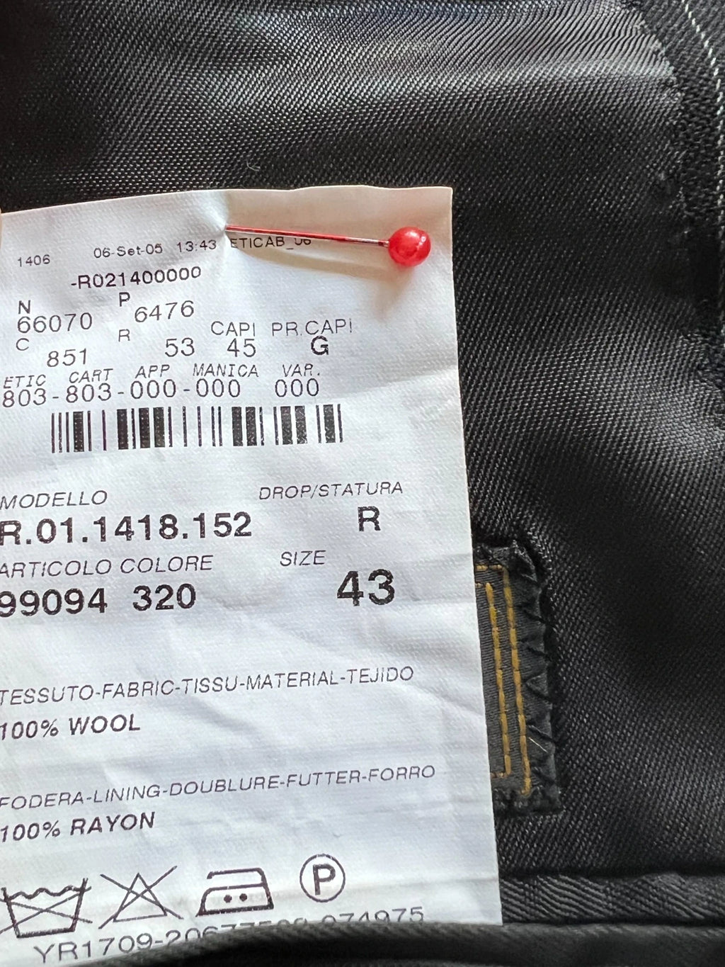 Abito Uomo Studio Milano Facis Extra Fine Lana Merino Gessato Nero Taglia 54 (MA47)