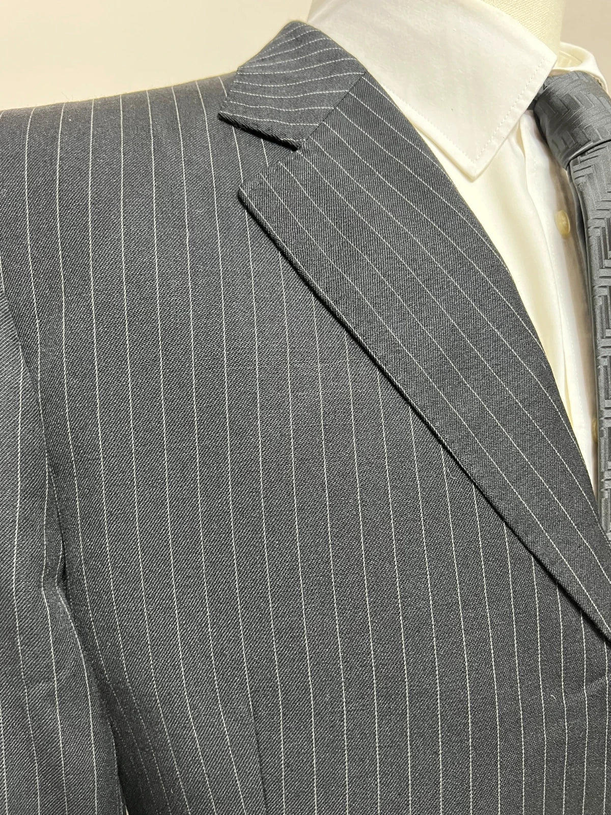 Abito Uomo Studio Milano Facis Extra Fine Lana Merino Gessato Nero Taglia 54 (MA47)