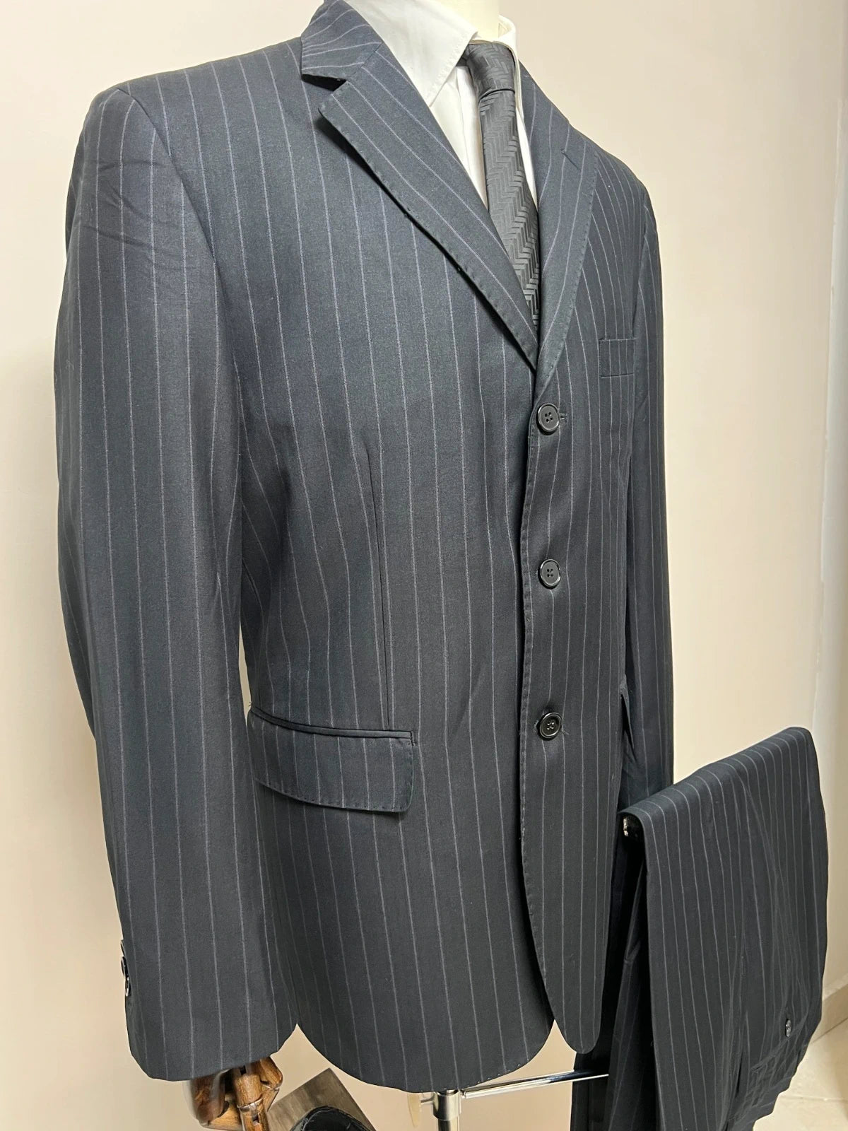Abito Uomo Giacomo Casanova Super 120'S Fine Wool Gessato Taglia 56 (MA51)
