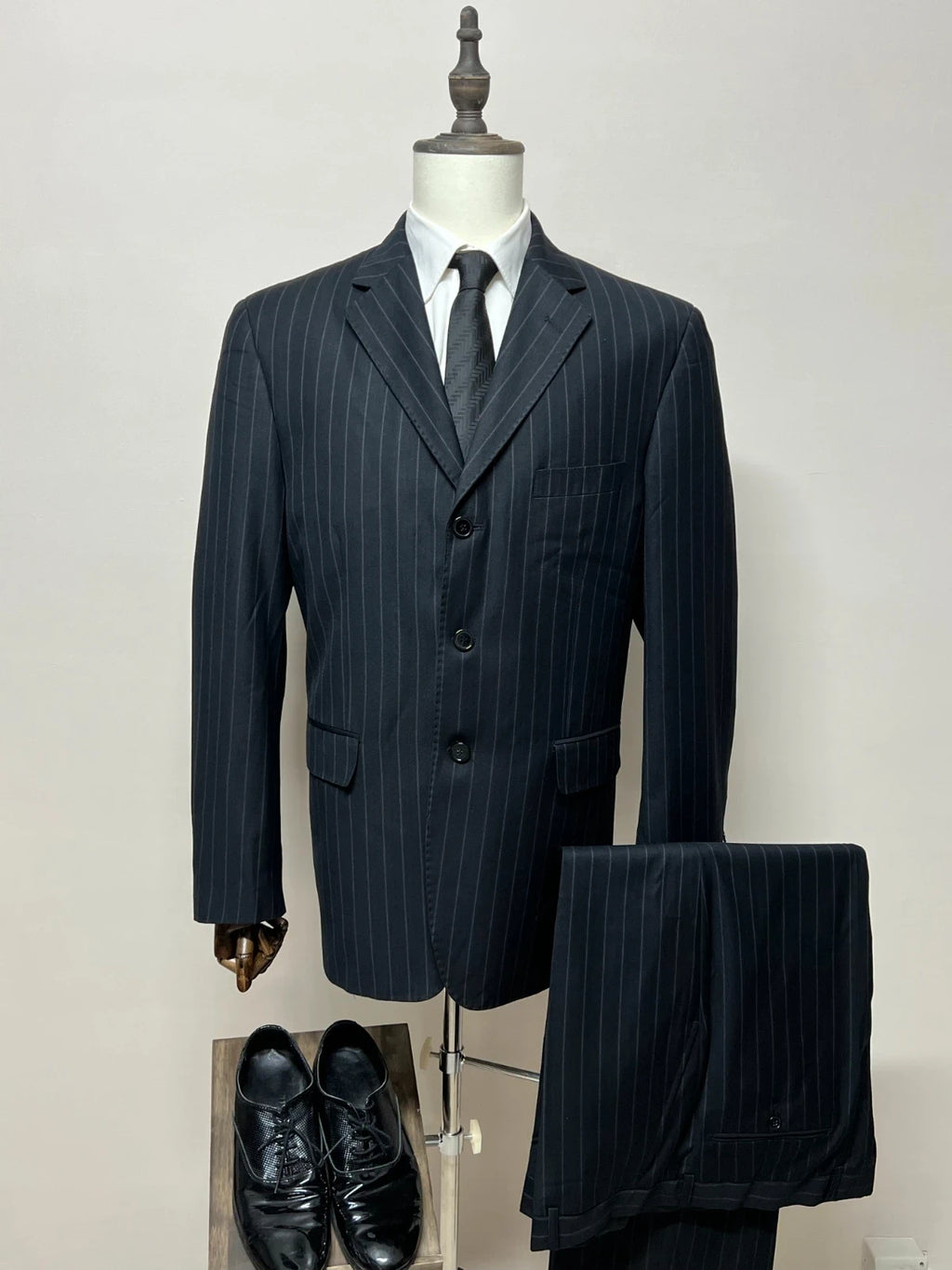 Abito Uomo Giacomo Casanova Super 120'S Fine Wool Gessato Taglia 56 (MA51)