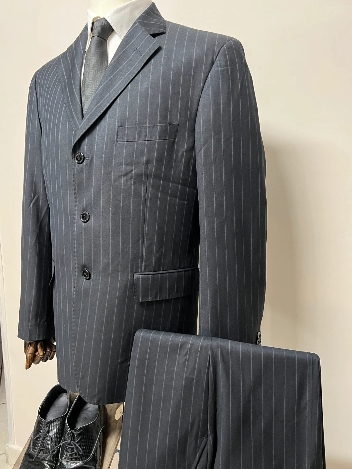 Abito Uomo Giacomo Casanova Super 120'S Fine Wool Gessato Taglia 56 (MA51)