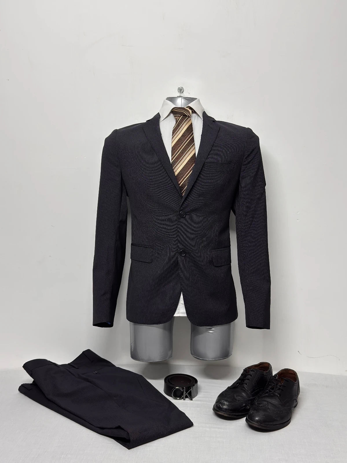 Abito Uomo Del Mare 1911 Milano Tollegno 1900 Lana Vergine Gessato Taglia 46. (A49) - TheNewElegance