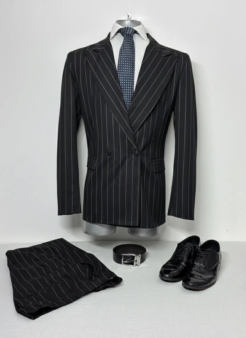 Completo uomo JustWest nero gessato tg 50 slim Made in Italy elegante (12) - TheNewElegance