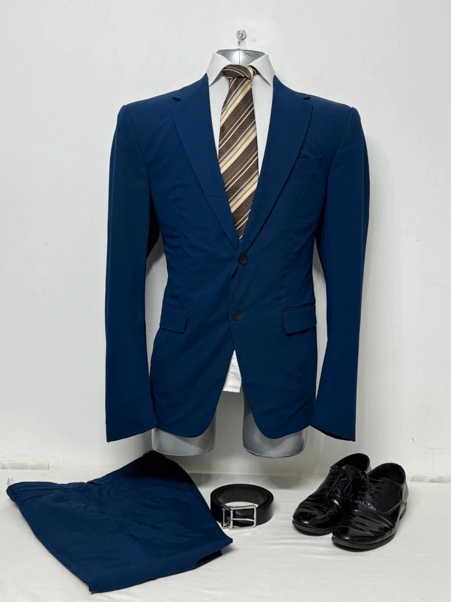 Completo Uomo Zara Blu Slim Fit Elegante Cerimonia Business Taglia 52 - TheNewElegance
