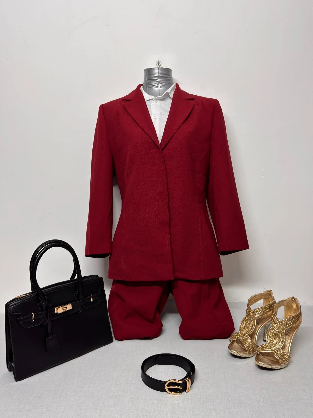 Tailleur Donna Andrea Mare Rosso Elegante Giacca Pantalone Taglia 48 (T08) - TheNewElegance